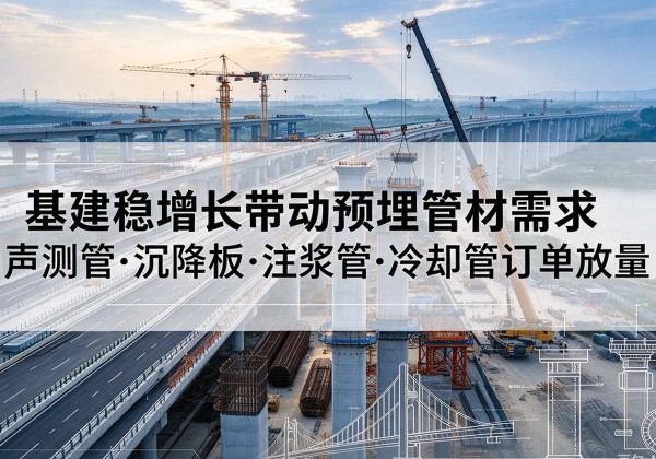 南漳基建稳增长带动预埋监测管材需求，声测管、沉降板、注浆管订单持续放量